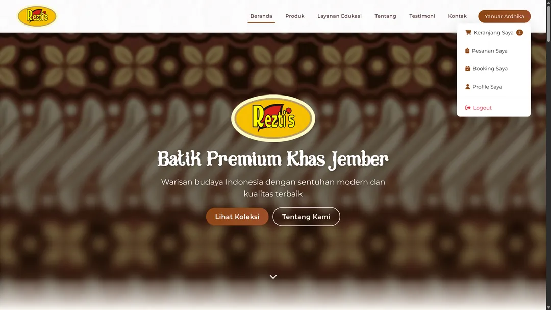 Website E-Commerce UMKM Rezti's Batik Jember